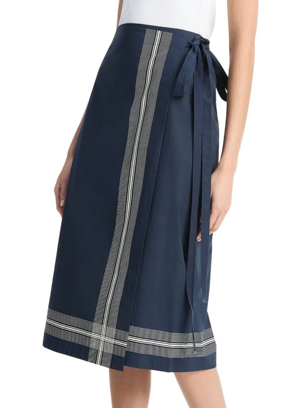 Vince Handkerchief-Stripe Straight Wrap Skirt Coastal Pale Canyon Size 2 N